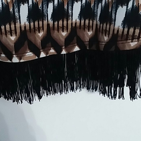 XL Notations Black Brown White Fringe Shirt Top - Picture 3 of 4